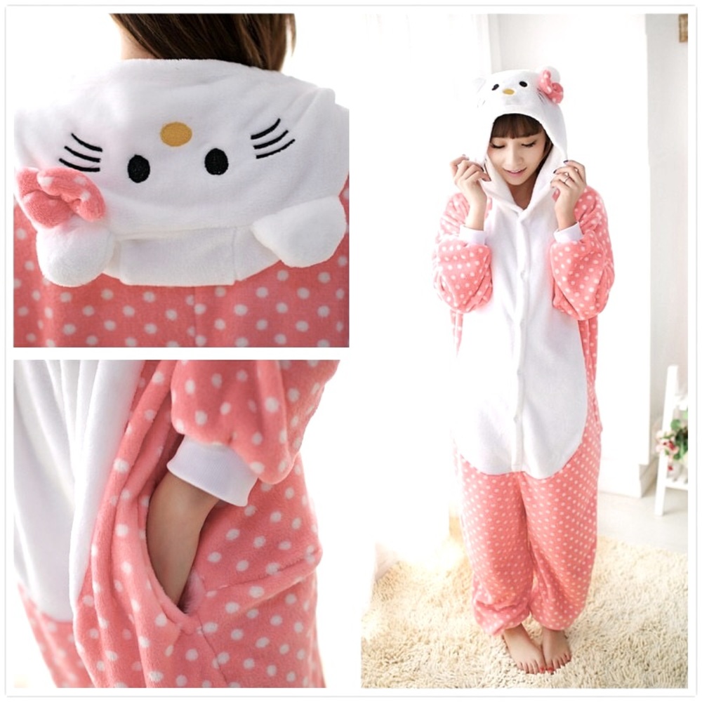 Hello Kitty Pink Onesie Pajama. Spotted pink hello kitty onesie, WITH POCKETS!!